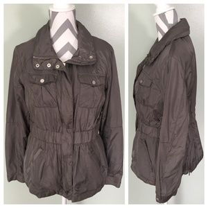 ESPRIT Gray Nylon Elastic Cinch Waist Coat Jacket